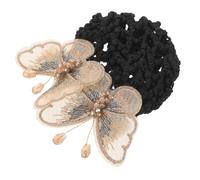CONGARTENO Hairnet Headwear Mesh Hair Net Hair Bun Cover Clip Butterfly Decor for Women Nurses Cooks Service Workers for Professional Settings and Hairstyles