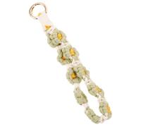 CONGARTENO Handmade Daisy Keychain Wristband Macrame Phone Lanyard Woven Charm Decor