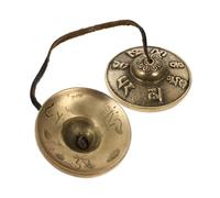 CONGARTENO Handmade Pure Copper Meditation Cymbal Bell Yoga Percussion Instrument with Buddhist Six-character Pattern for Spiritual Practice and Mindfulness
