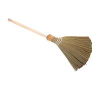 CONGARTENO Handwoven Natural Corn Whisk Broom with Long Detachable Wooden Handle Soft Bristle Floor Brush for Indoor Cleaning in Living Garage Garden and Courtyard