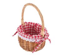 CONGARTENO Handwoven Natural Willow Wicker Basket with Folding Handles and Khaki Lining Multi-purpose Woven Floral Storage Basket for Picnic Fruit Easter Wedding and Party Decorations