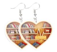 CONGARTENO Heart Shaped Earrings for Women Elegant Love Heart Librarian Jewelry for Weddings Anniversaries Birthdays Aesthetic Drop Earrings Durable Acrylic Design
