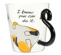 CONGARTENO Heat Resistant Glass Mug with Cute Cat Design Coffee and Tea Cup for Office Home Suitable for Juice and Milk Drinks Sturdy Transparent Drinkware Gift
