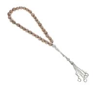 CONGARTENO Islamic Prayer Beads Glass Rosary Bracelet Purple Pilgrimage Hajj Prayer Supplies Durable Smooth Polished Hand Chain for Muslim Wedding Favors