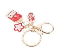 CONGARTENO Japanese Cherry Blossom Keychain with Cat Design Durable Alloy Keyring for Women Unique Feng Shui Accessory for Wealth and Fortune Purse and Car Keys