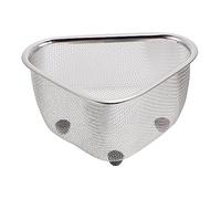 CONGARTENO Large Triangle Sink Basket Drain Rack Multi-purpose Kitchen Sink Drainer Rack Mesh Colander with Sponge and Brush Holder for Kitchen Organization