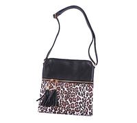 CONGARTENO Leopard Print Fringed Crossbody Bag for Women Contrast Color Single Shoulder Purse Stylish Sling Bag for Travel and Everyday Use