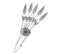 CONGARTENO Long Black Gothic Connected Fingertip Chain Bracelet Fingernail Claws Hand Jewelry for Women Costume Accessory Suitable for Dance and Stage Performance