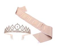 CONGARTENO Luxury Birthday Queen Tiara and Sash Set Elegant Ceremonial Belt Perfect for Dance Party Supplies