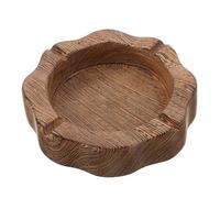CONGARTENO Luxury Ebony Wood Round Ashtray Retro Chinese Carved Design for Home Office Patio Balcony Decor Functional Sturdy Tabletop