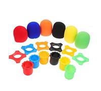 CONGARTENO Microphone Accessories 18pcs Set with Creative Design Silicone Bottom Sleeves and Sponge Covers Suitable for News Interviews and Stage