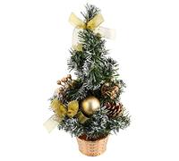 CONGARTENO Mini Christmas Tree Gold Tabletop Ornament Eco Friendly Festive Decor for Home Shop Bar Xmas Decorations