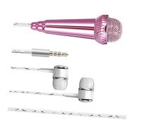 CONGARTENO Mini Portable Wired Microphone for Smartphone Phone Singing Recording, Miniature Vocal Mic with Rose Red Color, Compact Home Karaoke and Voice Recording Accessory