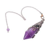 CONGARTENO Natural Amethyst Quartz Pendulum Hexagonal Point Pendant with Copper Chain Crystal Divination Stone for Meditation Yoga Spiritual Dowsing Charm Hanging Decoration