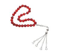 CONGARTENO Natural Red Agate Prayer Beads Beads Rosary for Muslim Worship Lightweight Religious for Ramadan and Spiritual Devotion