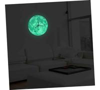 CONGARTENO Noctilucence Acrylic Wall Clock Silent Earth Moon Pattern Creative Hanging Clock for Bedroom Living Office Home Decor Light Green