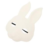 CONGARTENO Paintable White Bunny Mask Half Face Rabbit Costume Accessory for Adults Lightweight Soft-lined Masquerade Party Mask for Halloween Birthday Christmas Japanese Animal Roleplay