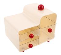 CONGARTENO Plastic Desktop Storage Box with Mini Drawers, Milk White Plastic Stationery Organizer for Makeup, School Supplies, and Desk Accessories, Student Table Drawer Organizer for Office