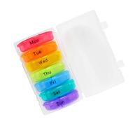 CONGARTENO Portable Weekly Medicine Organizer Box Food-Grade Plastic Pill Dispenser Case with Rainbow Transparent Design Lightweight Travel Pill Box for Daily Vitamins and Supplements