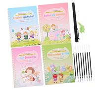 CONGARTENO Preschool Calligraphy Practice Book Set with Grooved Writing for Safe Handwriting Copybooks for English Lettering Training and Early Writing Skills Development