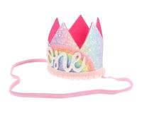 CONGARTENO Rainbow Sequin Birthday Crown for Babies Number Clip, Colorful Fabric Party Hat Headband for Birthday Party Celebration