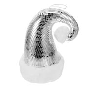 CONGARTENO Reflective Mirrored Santa Hat Ornament Metallic Disco Ball Christmas Decoration with Sparkly Tiles Reusable Hanging Bauble for Tree and Holiday Decor Stocking Stuffer