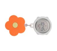 CONGARTENO Retractable Digital Nurse Watch with Vibrant Orange Flower Design Lightweight Fob Watch for Women Nursing Students Paramedics Portable Handsfree Medical Timepiece