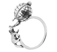 CONGARTENO Retro Adjustable Cat Aromatherapy Ring with Mini Essential Oil Locket, Vintage Hollow Open Finger Ring for Women, Cute Diffuser Jewelry for Cat Lovers and Aromatherapy Use