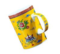 CONGARTENO Retro Buddhist Cup Ceramic Teaware for Home and Office Delicate Smooth Finish with Traditional Symbols Easy to Clean Decorative Mug for Oolong Puer and Tea Enjoyment