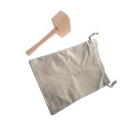 CONGARTENO Reusable Canvas Ice Bag with Wooden Mallet Manual Ice Crusher for Cocktails and Cold Drinks Leak-Resistant Portable Bar and Kitchen Tool for Travel and Home Use