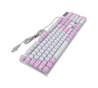 CONGARTENO RGB Mechanical Gaming Keyboard Wired 104-Key LED Backlit Mechanical Keyboard for PC Laptop with Multimedia Control Knob White and Purple Dual-Color Backlight Suitable for Office