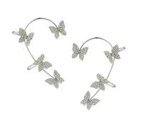 CONGARTENO Rhinestone Butterfly Ear Cuff No Piercing Earrings for Women Elegant Decorative Ear Clips Left Right for Daily Wear Weddings and Special Occasions