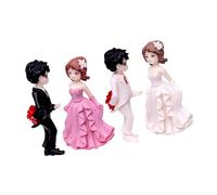 CONGARTENO Romantic Miniature Bride and Groom Figurines 2 Pairs Couples Sculptures Wedding Cake Toppers Home Decor Accents for Newlyweds and Anniversary