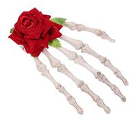 CONGARTENO Rose Finger Claw Hair Clip Large Skull Hairpin Halloween Costume Accessory for Women Punk Skeleton Hand Design Rose Hair Decoration