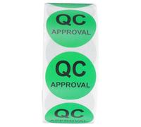 CONGARTENO Round Qc Quality Control Labels Self Adhesive Stickers with Black Text for Shipping Warehouse Production Inspection Coated Paper Adhesive for Inventory Management and Product