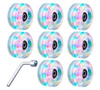 CONGARTENO Row Skating Wheels and Bearings Set 8 Pack PU Material Suitable for Flat Roads and Ramp Skating with Colorful Glow