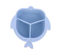CONGARTENO Safe Silicone Divided Plate with Suction Base Dining Dish in Blue Non-Toxic Silicone Tableware for Self-Feeding and Weaning Easy to Clean and Portable for Boys