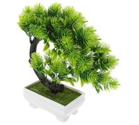 CONGARTENO Simulation Bonsai Tree Small Potted Artificial Green Plant Decoration for Home Office Living Space-saving Fake Decor with Realistic Look Indoor Ornament for Busy