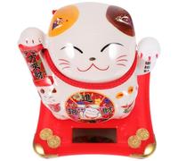 CONGARTENO Solar Powered Fortune Cat Figurine Waving Arm Creative Ornament for Home Office Car Decor Lucky Wealth Welcoming Cat Statue