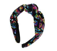 CONGARTENO Sparkly Knotted Sequin Headband for Women and Wide Glitter Hair Band with Gradient Colors Fabric Hair Accessory for Parties Travel and Photoshoot Style