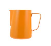 CONGARTENO Stainless Steel Coffee Froth Pitcher with Comfortable Handle Milk Frothing Cup for Latte Art Milk Steaming Pitcher for Coffee Lovers Orange Color