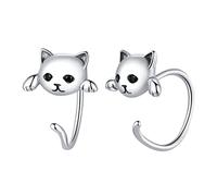 CONGARTENO Sterling Silver Cat Earrings Lightweight Silver Animal Ear Studs for Women and Everyday Wear Comfortable Fashion Jewelry
