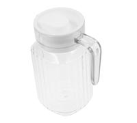 CONGARTENO Transparent Plastic Juice Pitcher with Lid and Spout Clear Ribbed Beverage Carafe for Milk Tea Juice Fridge Friendly Drink Jug for Home and Bar Use