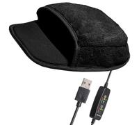 CONGARTENO USB Heated Mouse Pad Level Temperature Control Thick Plush Hand Warmer Mat for Winter Office and Gaming Use Non-slip Warm Cushion Compatible with All Mice Black