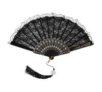 CONGARTENO Vintage Lace Folding Hand Fan with Tassel Portable Chinese Style Handheld Fan for Women Elegant Dance and Wedding Accessory Lightweight and Compact Design