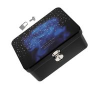 CONGARTENO Vintage Lockable Tinplate Storage Box with Secure Padlock Organizer for Jewelry Documents and Small Items Stylish Home and Office Decorative Container