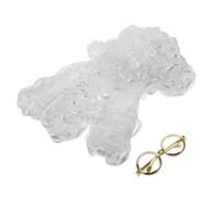 CONGARTENO White Judge Wig with Gold Frame Glasses Lawyer Costume Accessory for Historical Judge Roleplay and Halloween Party