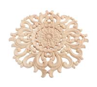 CONGARTENO Wood Carved Onlay Rubberwood Round Applique Decorative Furniture Accent for Home Cabinet Elegant Handmade Wooden Carving with Wear-Resistant Finish