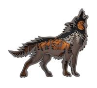 CONGARTENO Wood Wolf Statue Realistic Appearance Synthetic Material Carving for Desktop Home Decoration and Party Decoration Stylish Animal Ornament