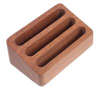 CONGARTENO Wooden Business Card Stand Walnut Three-compartment Office Cards Holder Desktop Name Display Stable Thick Wood Rack for Business and Partner Meetings